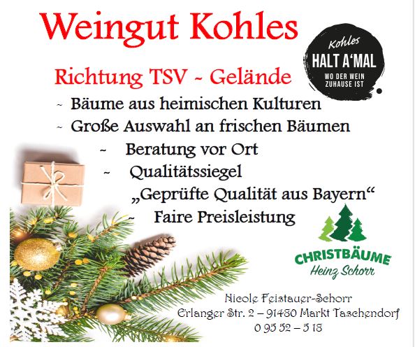 Weihnachtsbaumverkauf mit Glühweinparty am Weingut